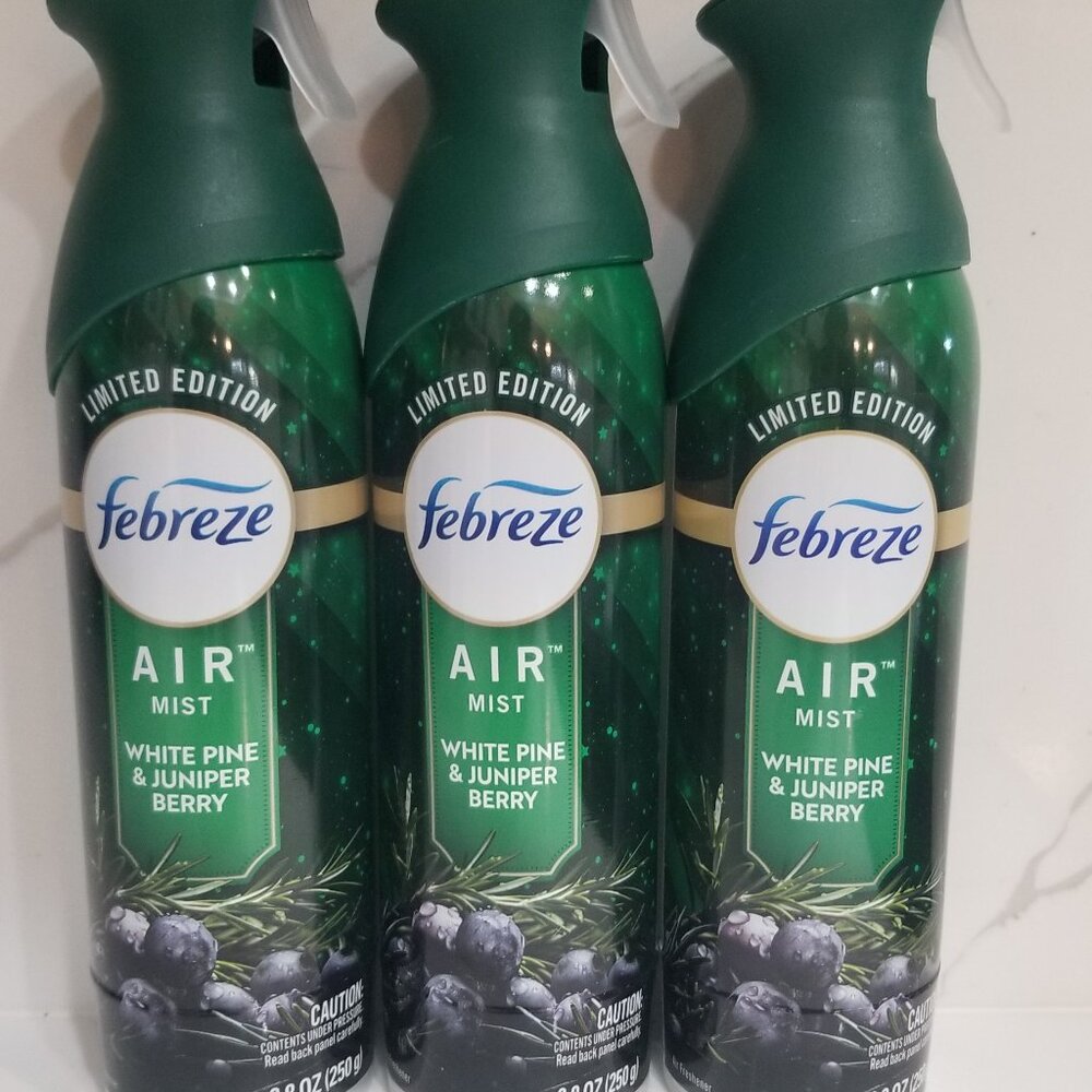 3 Cans Febreze Air Mist White ine & Juniper Berry Limited Edition 8.8- Oz. each